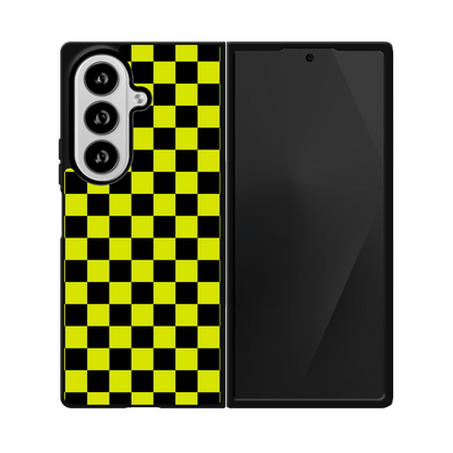 Electric Lime Checkers Phone Case Galaxy Z Fold 8 Ultra / No