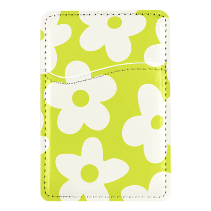 Electric Lime Big Blooms MagSafe Card Holder
