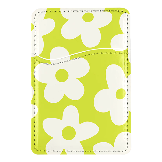 Electric Lime Big Blooms MagSafe Card Holder