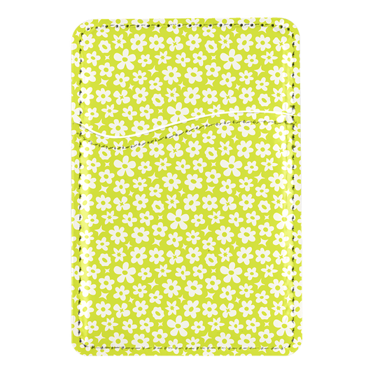Electric Lime Little Blooms MagSafe Card Holder